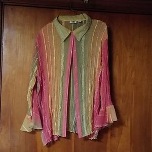 Colorful and flowy dress shirt.